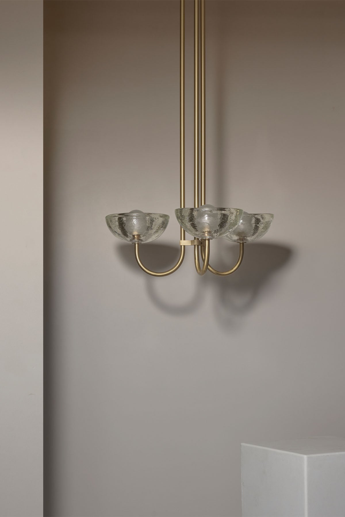 Aurelia Chandelier, Triple Pendant Light, Cast Glass