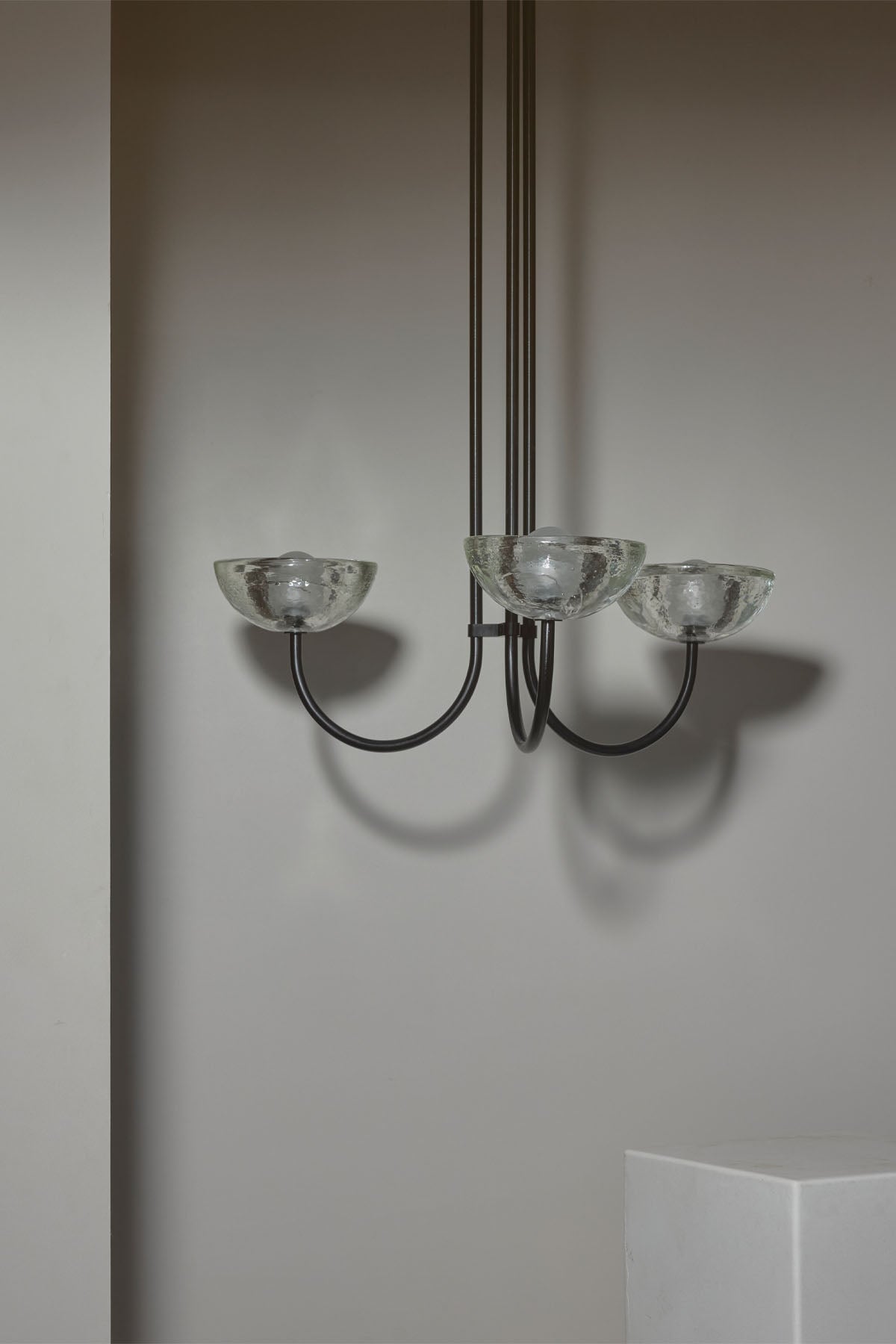 Aurelia Chandelier, Triple Pendant Light, Cast Glass
