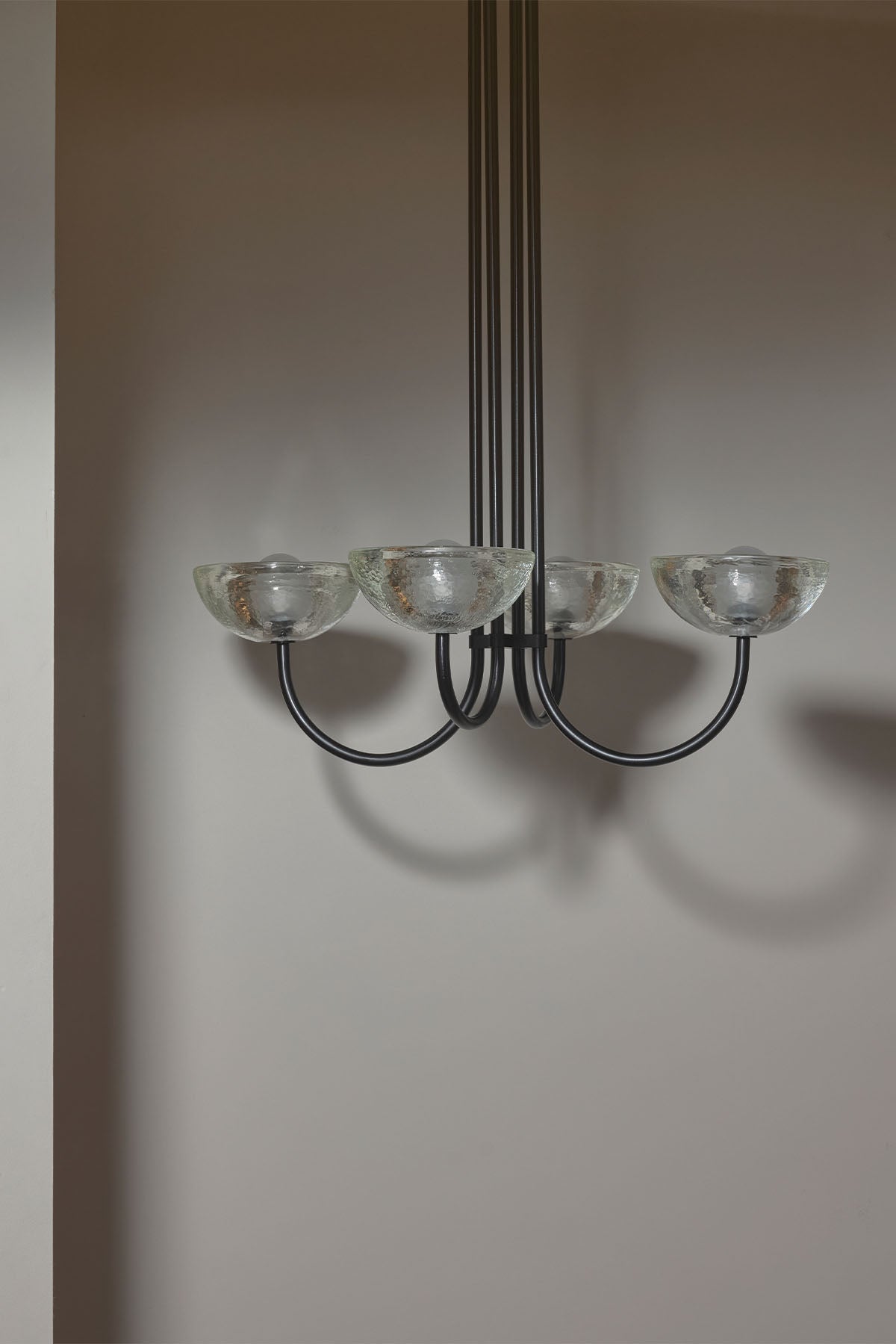 Aurelia Chandelier, Narrow Pendant Light, Cast Glass