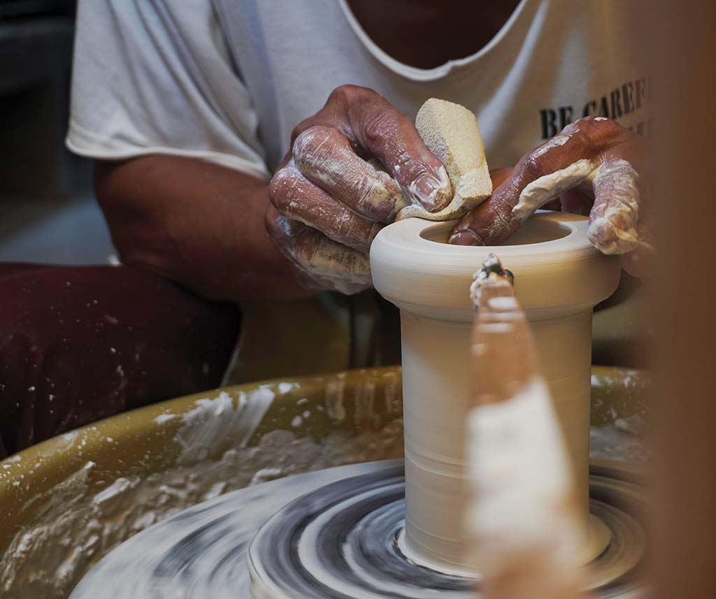 Terra lights in production. Image provided by Gaya Ceramics.