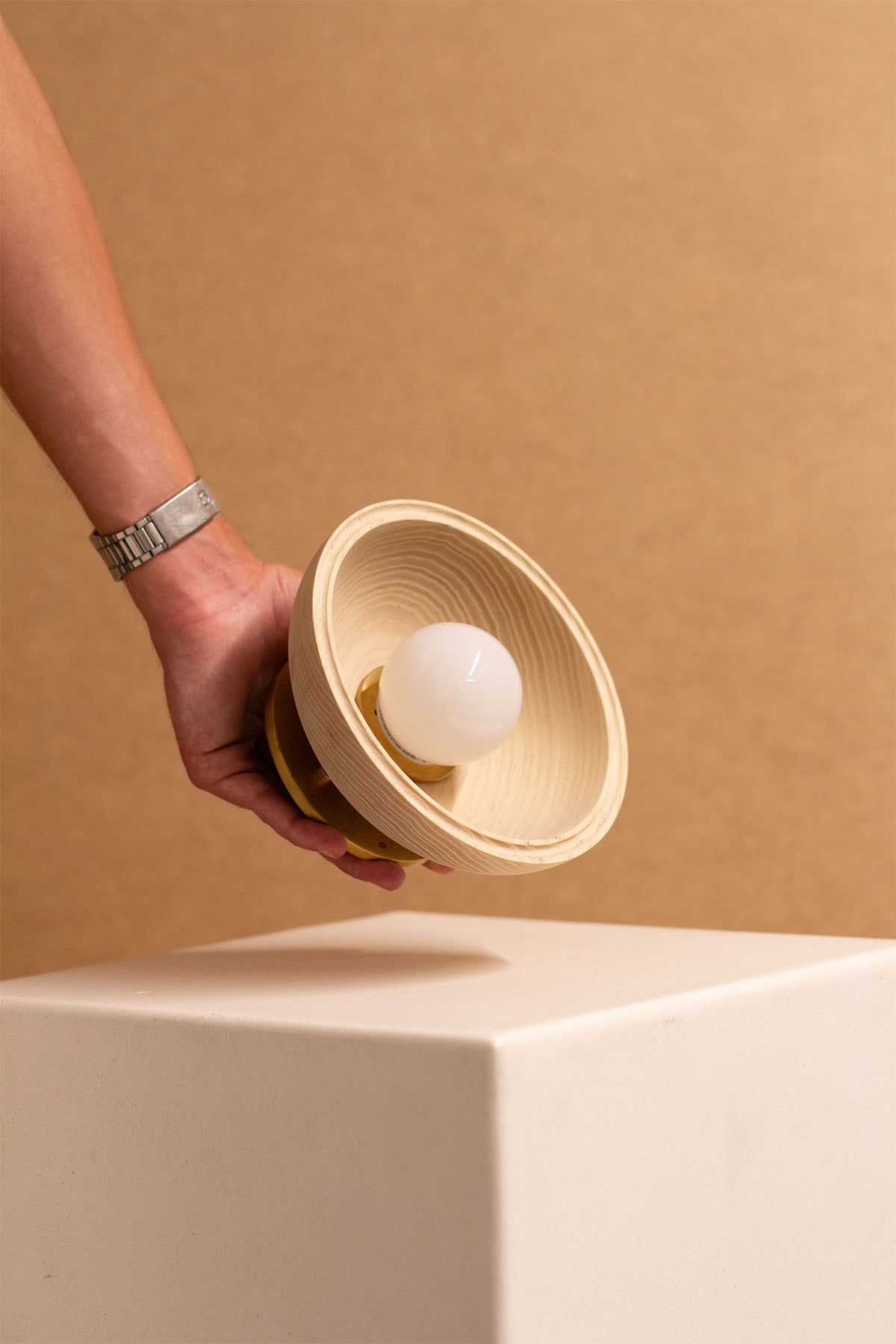 Imperfect Selene Surface Sconce - Small, Ash, Brass - Marz DesignsMarz Designs