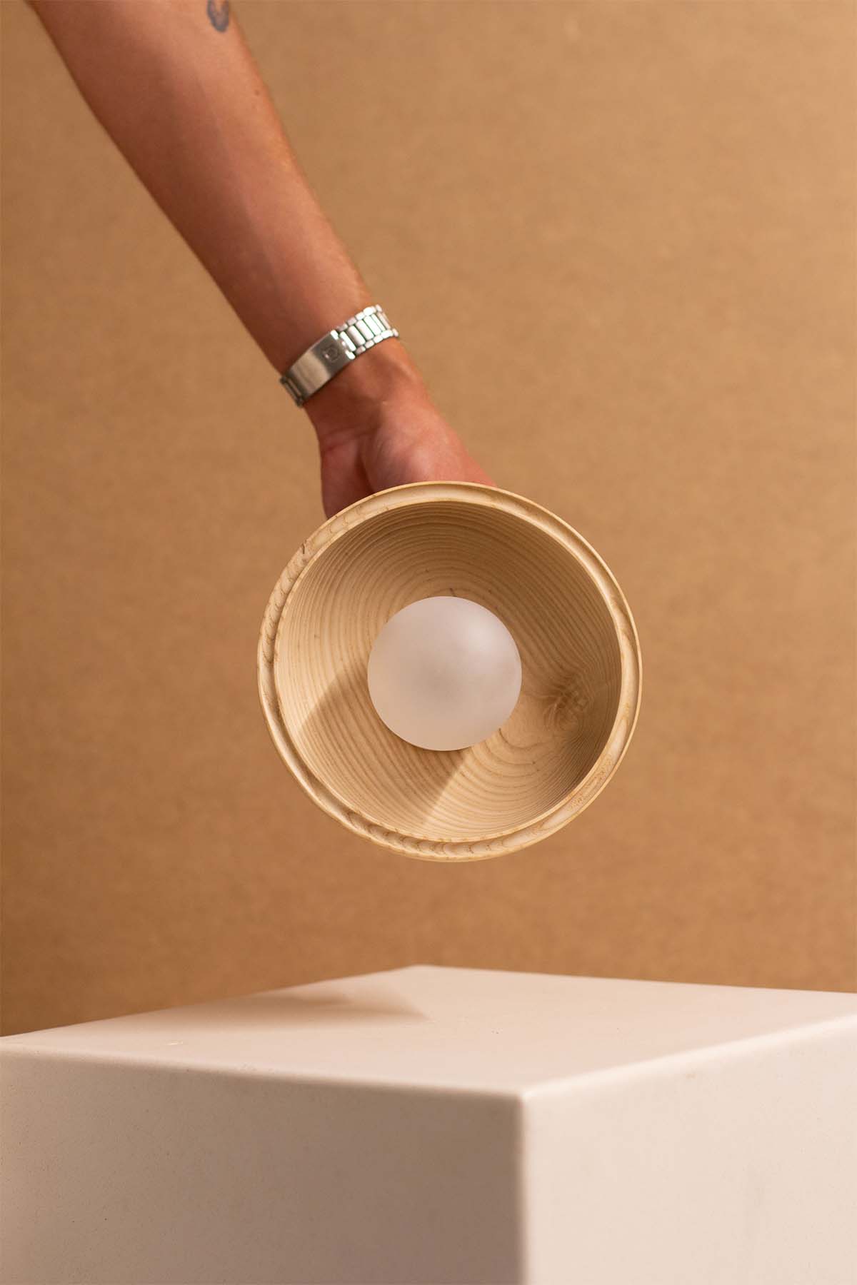 Imperfect Selene Surface Sconce - Small, Ash, White Satin - Marz DesignsMarz Designs