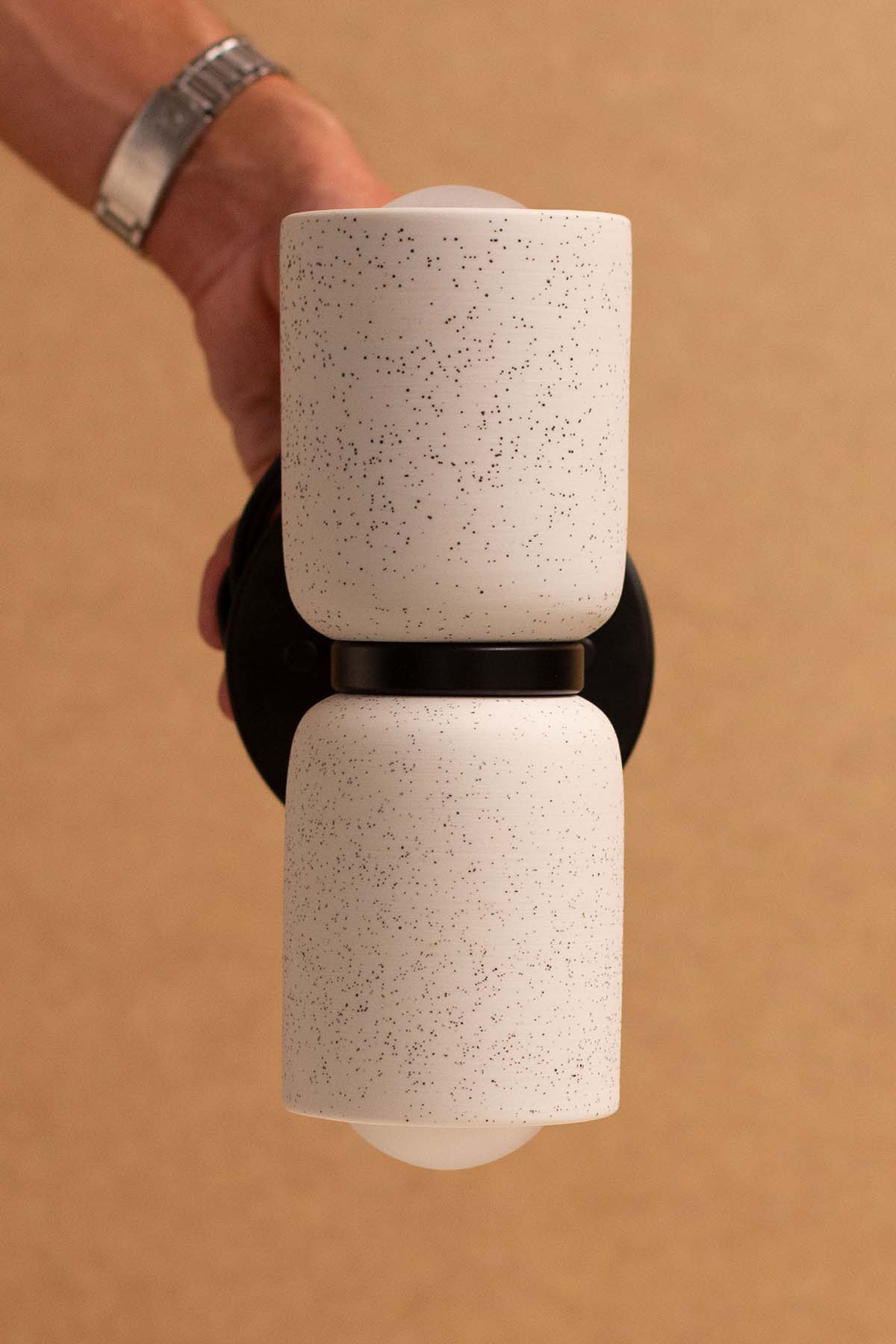 Imperfect Terra 2 Wall Light - Vanilla Bean, Brushed Black - Marz DesignsMarz Designs