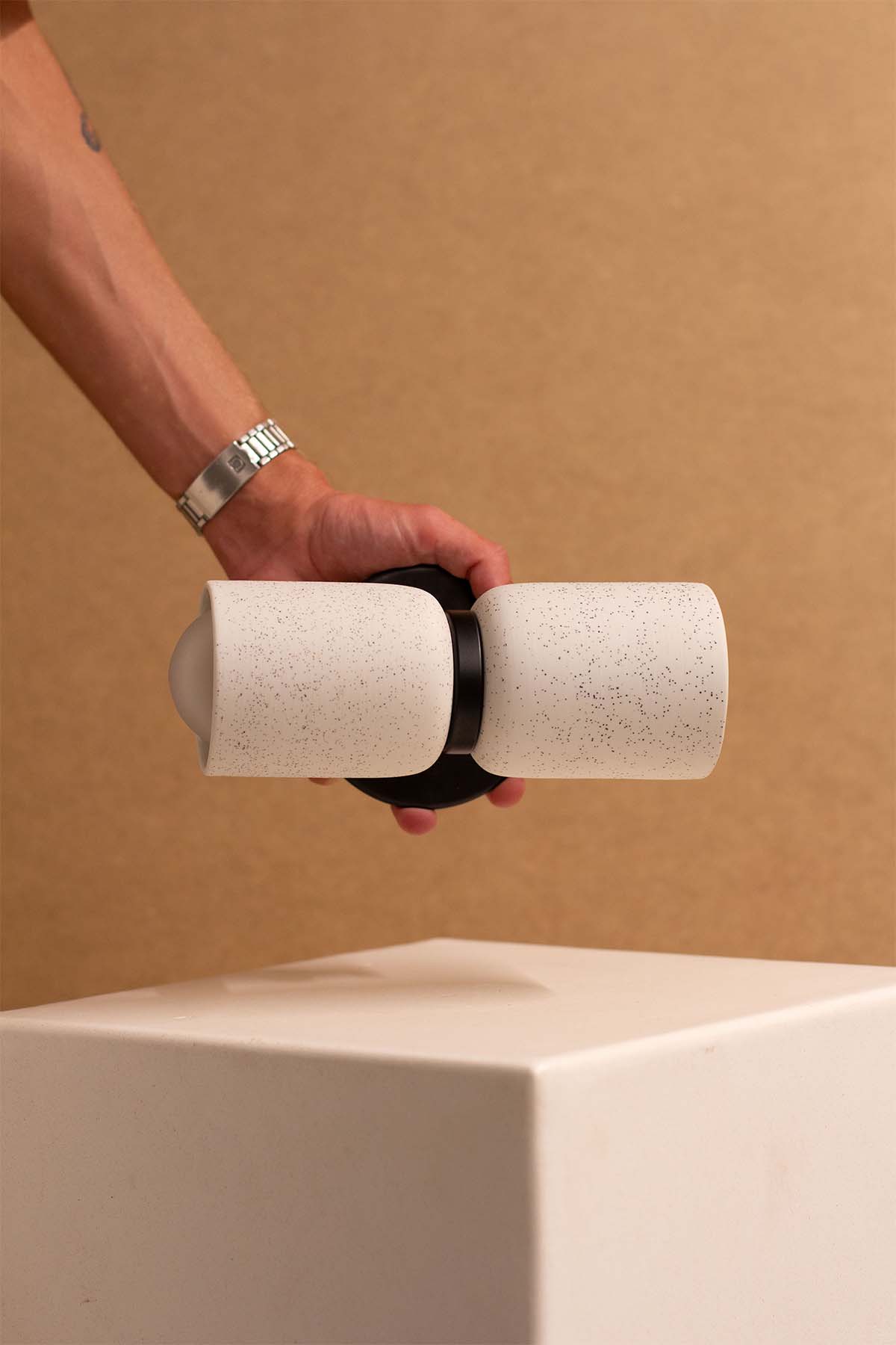 Imperfect Terra 2 Wall Light - Vanilla Bean, Brushed Black - Marz DesignsMarz Designs