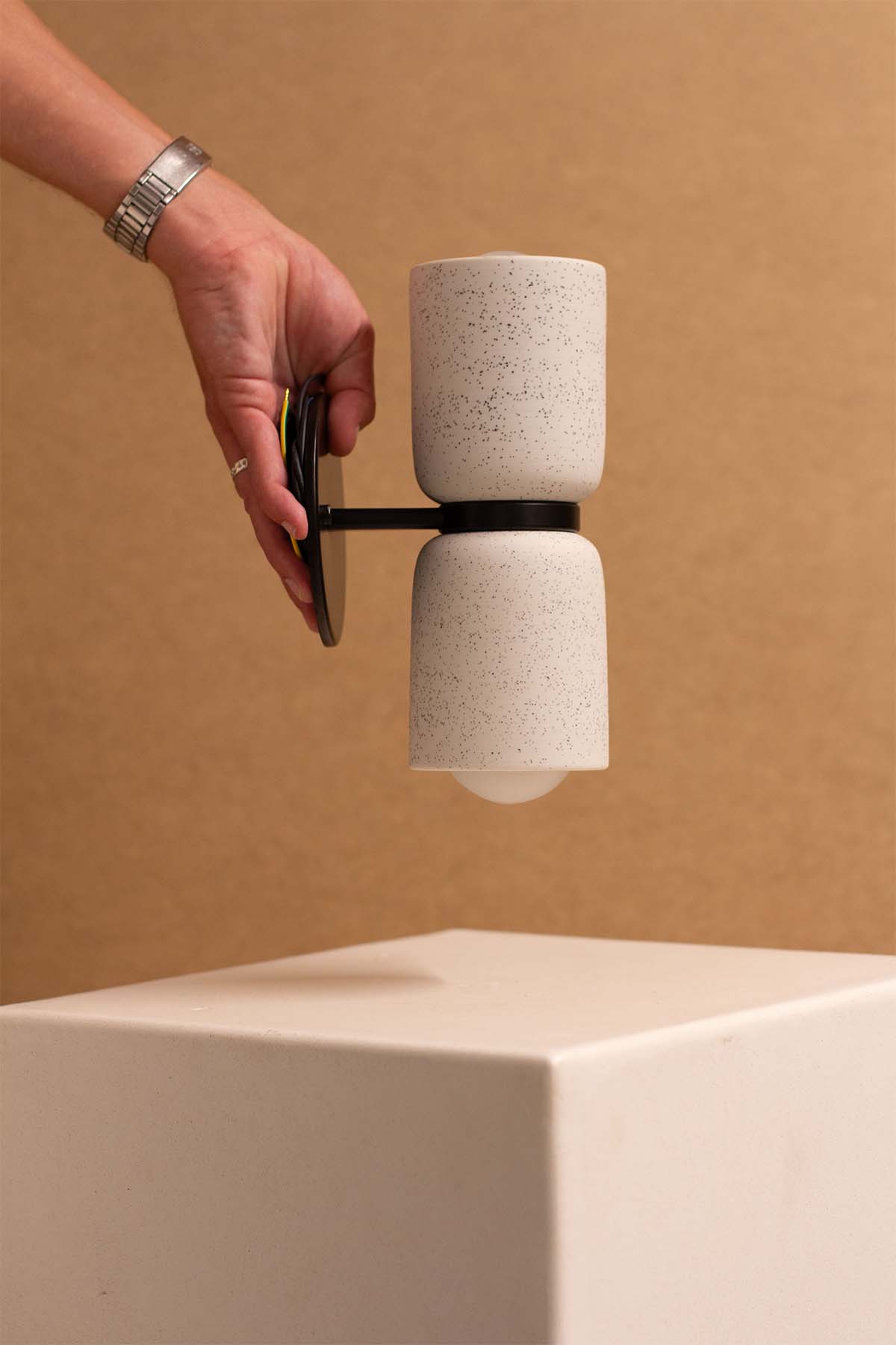 Imperfect Terra 2 Wall Light - Vanilla Bean, Brushed Black - Marz DesignsMarz Designs