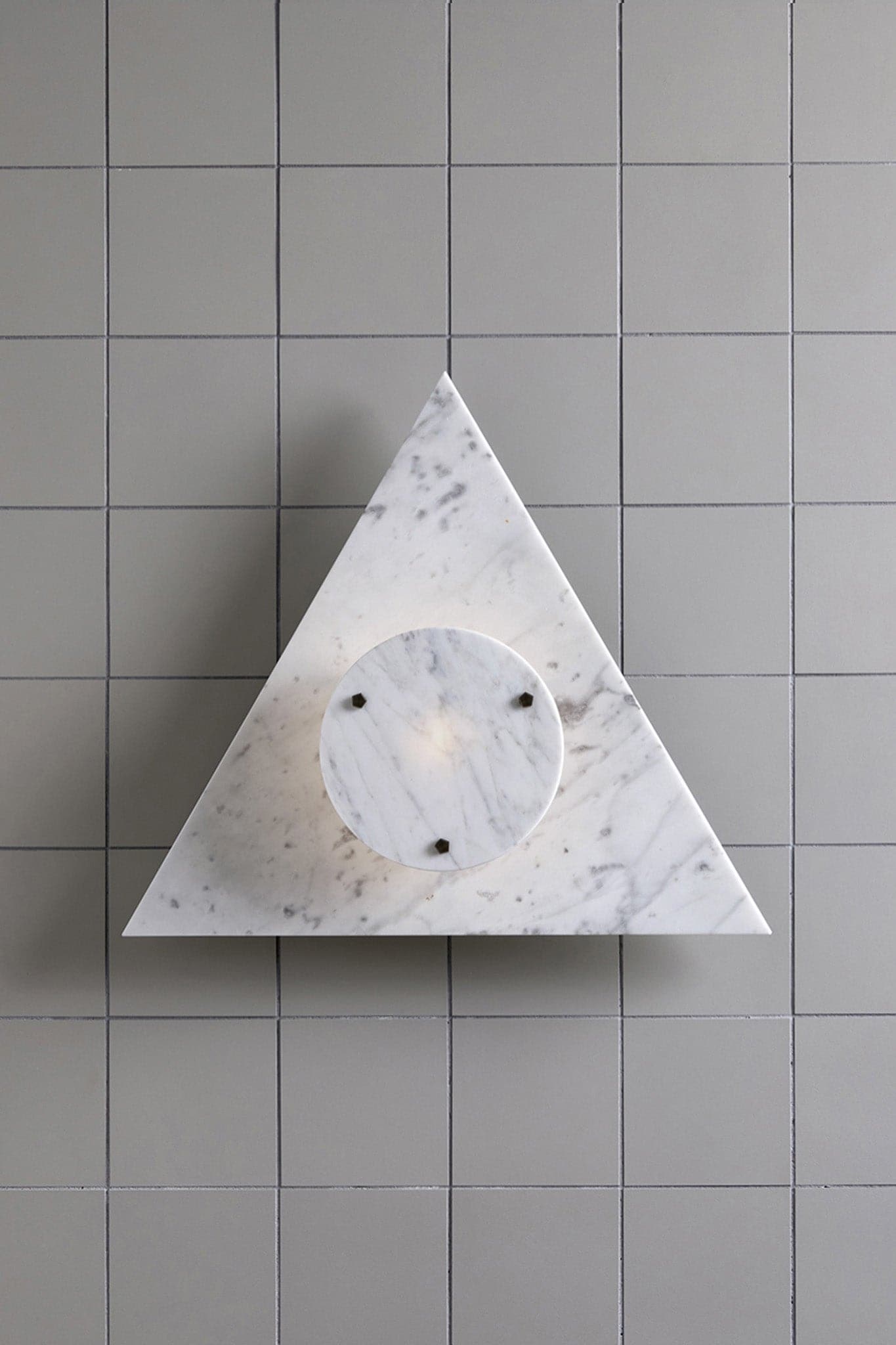 Marz Designs Feature Lighting - Bermuda Wall Light in White/Brushed Black with the light on.