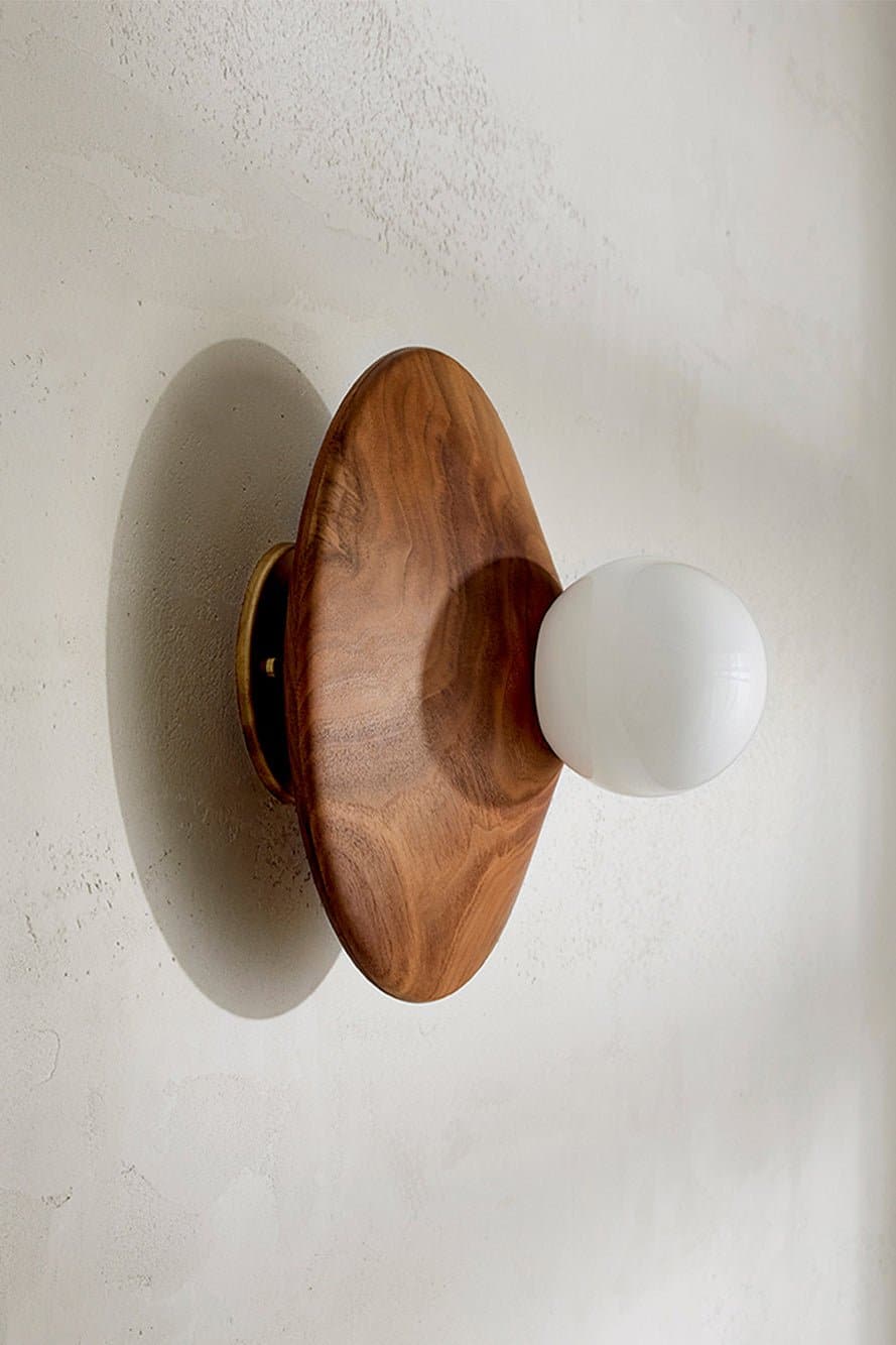 Marz Designs Bright Beads Disc Wall Light in Walnut/Brass
