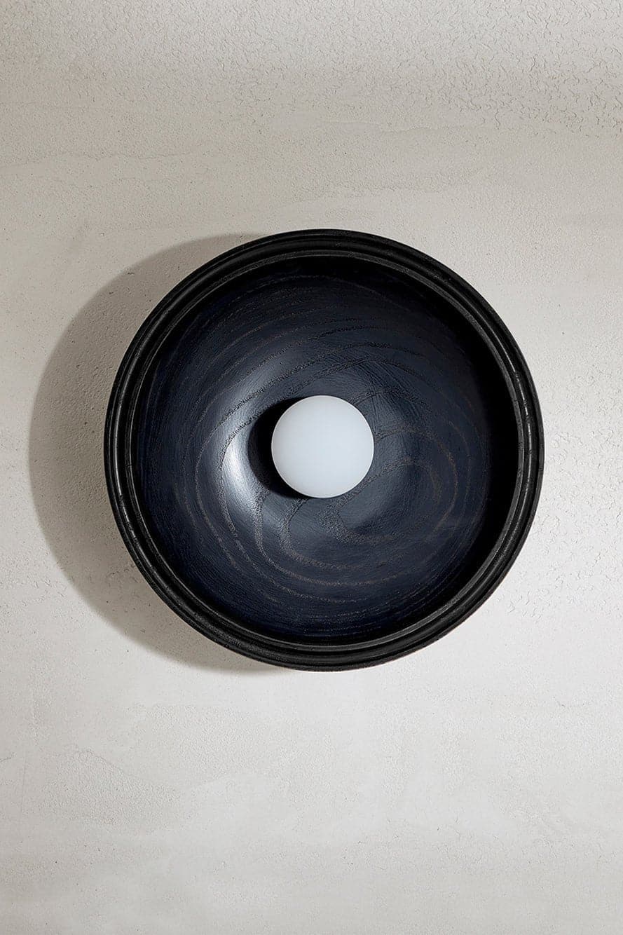 Marz Designs - Selene Surface Sconce Large in Blackened Ash shown front-on.
