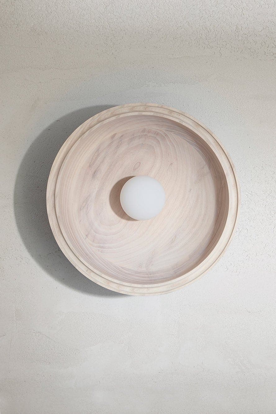 Marz Designs - Selene Surface Sconce Large in Bleached Ash shown front-on.