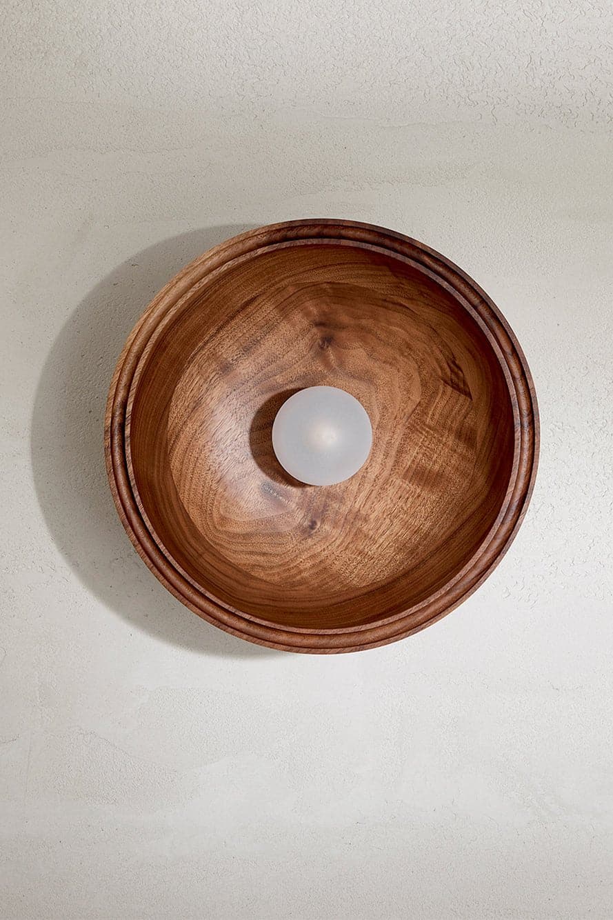 Marz Designs - Selene Surface Sconce Large in Walnut shown front-on.