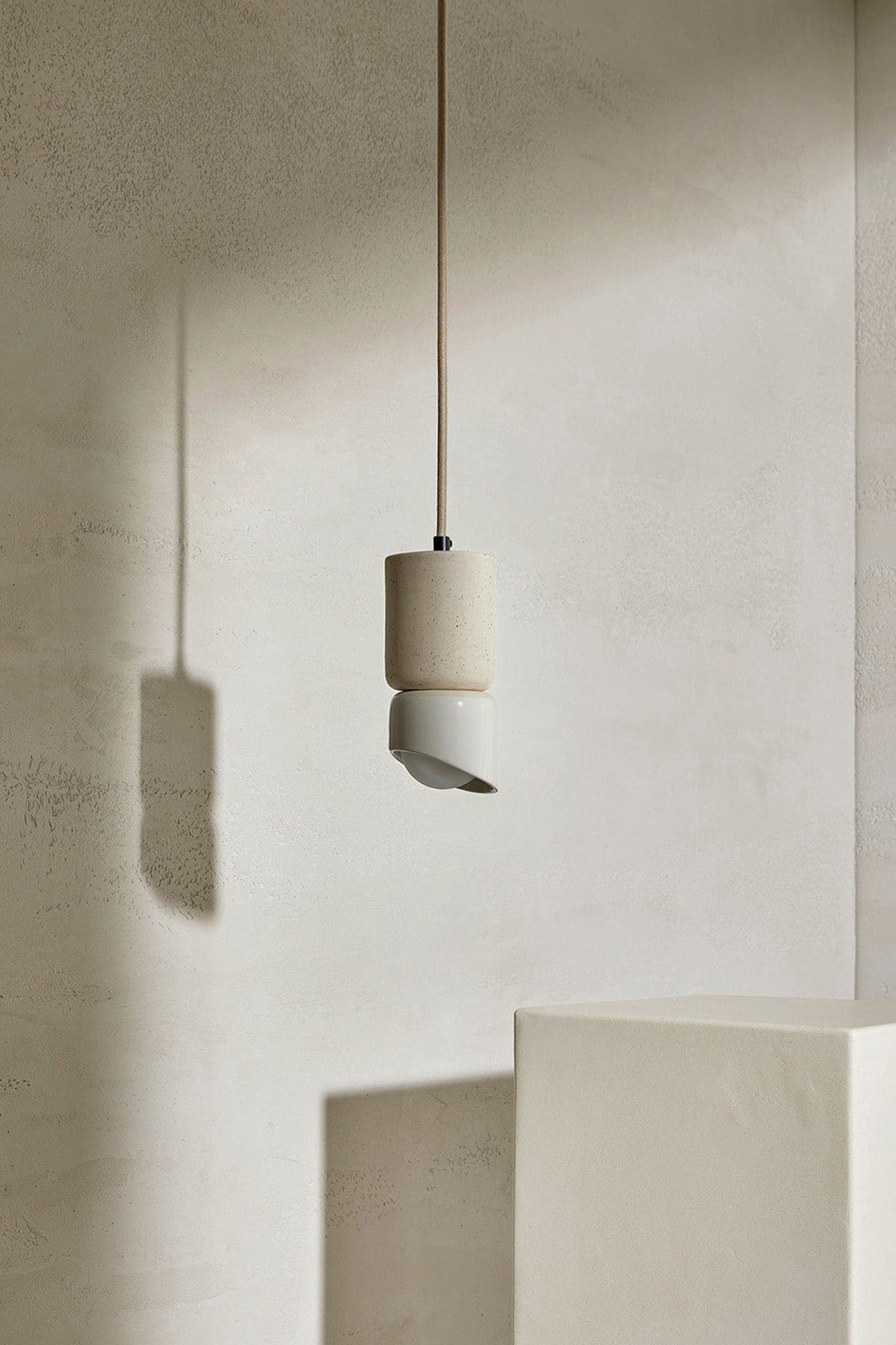 Marz Designs - Terra 1.5 Pendant Light w/ Fabric in Brushed Black/Vanilla Bean