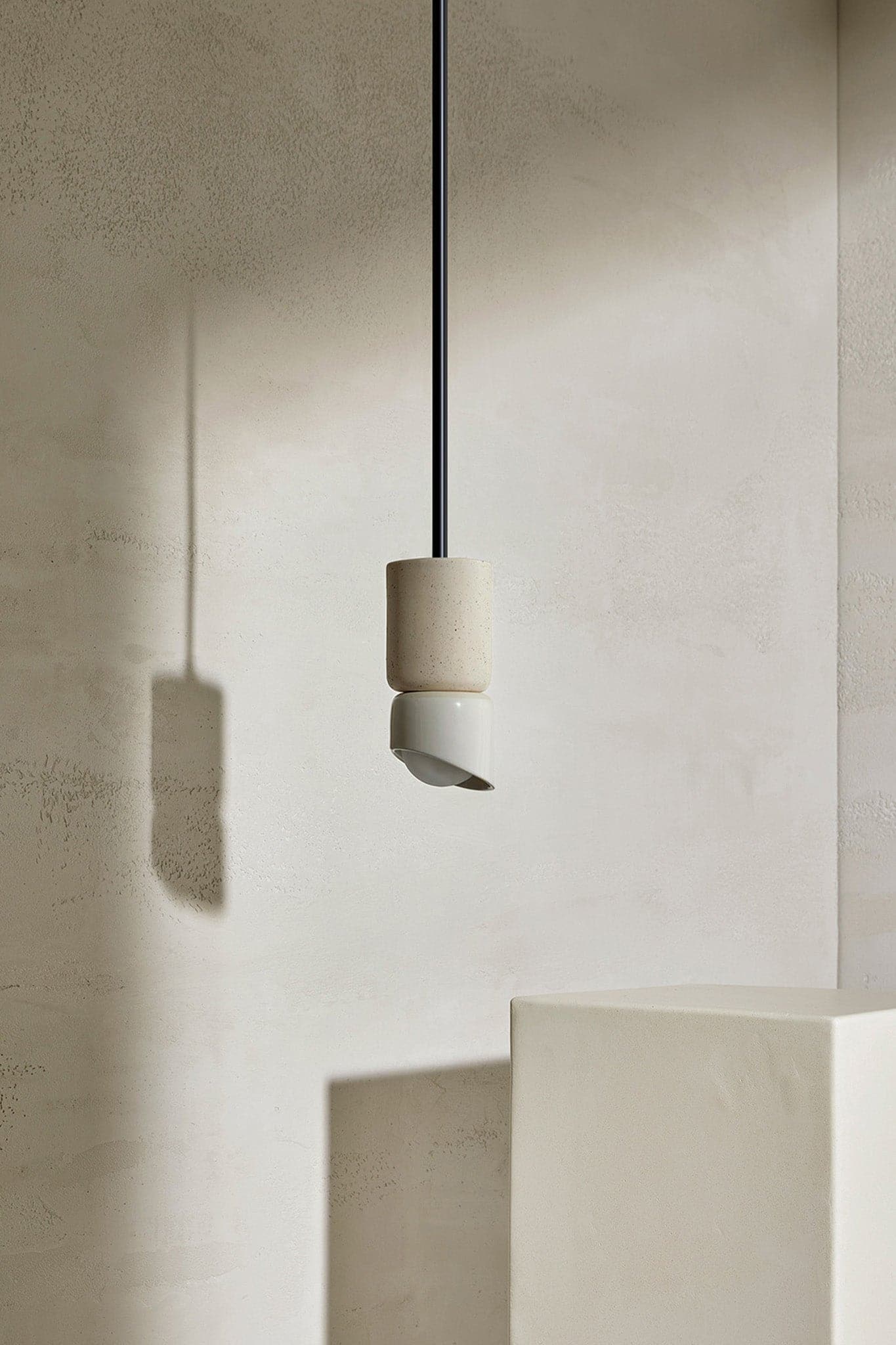 Marz Designs - Terra 1.5 Pendant Light w/ Solid Rod in Brushed Black/Vanilla Bean