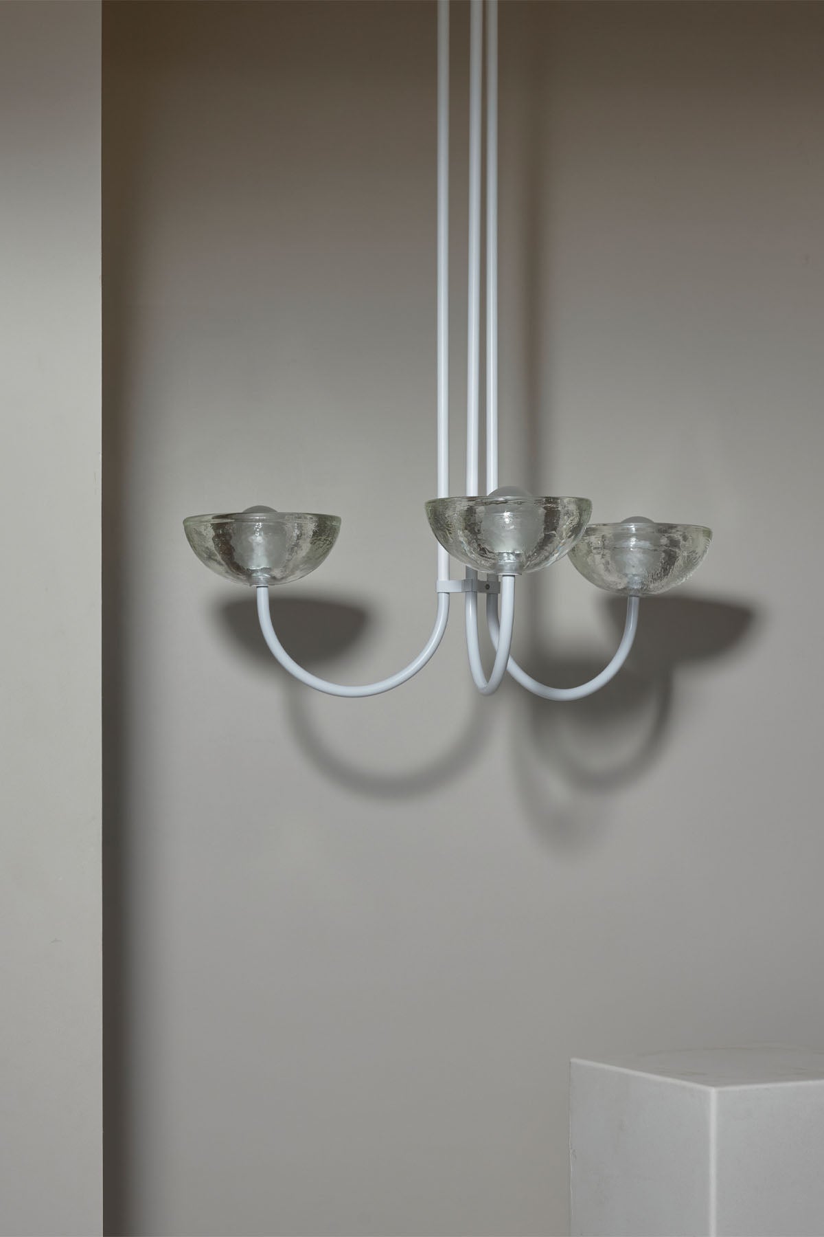 Aurelia Chandelier, Triple Pendant Light, Cast Glass
