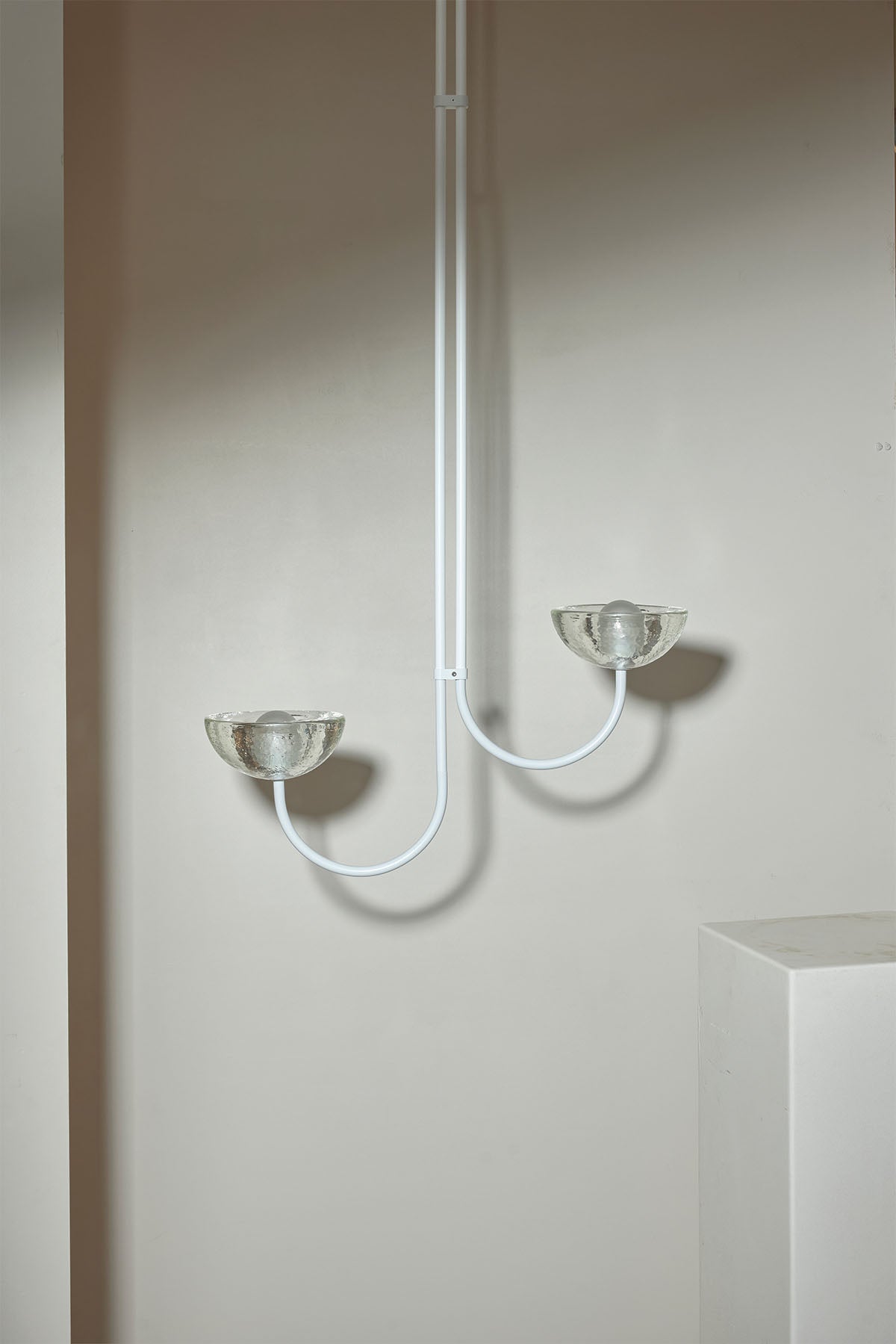 Aurelia Double Offset Pendant Light, Cast Glass