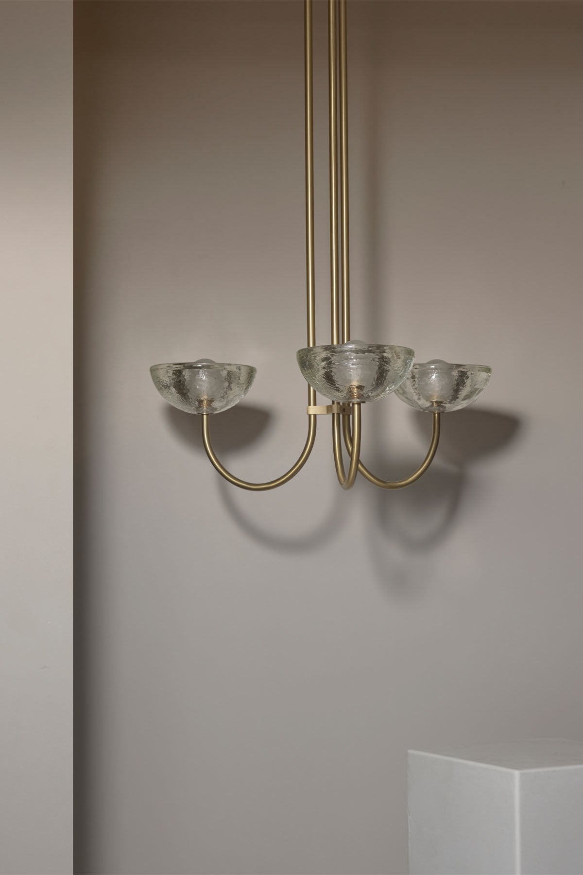 Aurelia Chandelier, Triple Pendant Light, Cast Glass