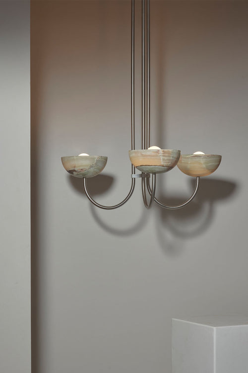 Aurelia Chandelier, Triple Pendant Light, Stone