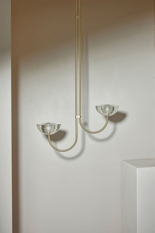 Aurelia Double Offset Pendant Light, Cast Glass
