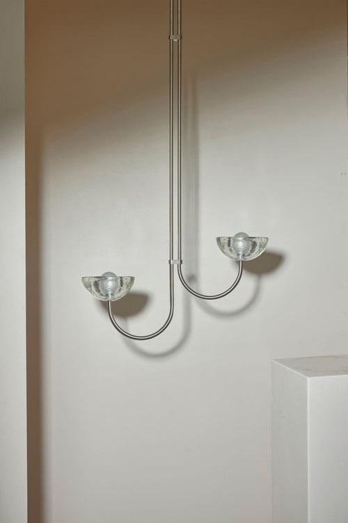 Aurelia Double Offset Pendant Light, Cast Glass