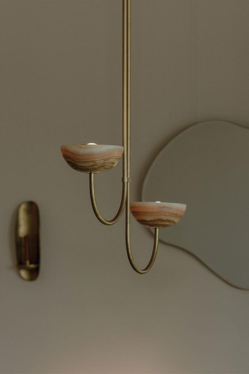Aurelia Double Offset Pendant Light, Stone - Marz Designs - Marz Designs - Aurelia Double Offset Pendant Light, Stone