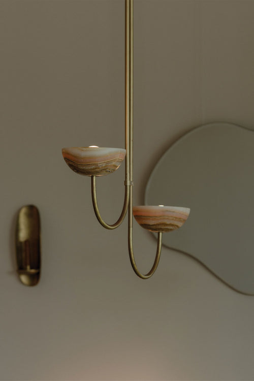 Aurelia Double Offset Pendant Light, Stone