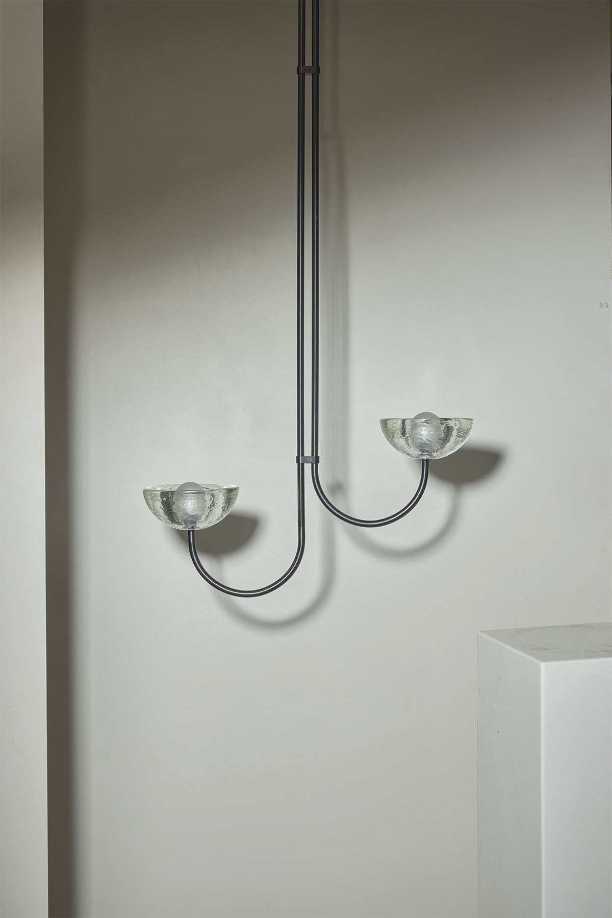 Aurelia Double Offset Pendant Light, Cast Glass