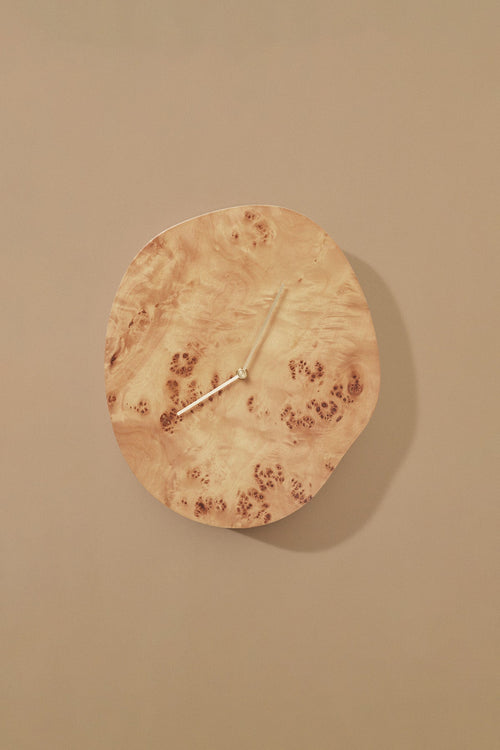 Ferm Living Melt Wall Clock - Natural Burl