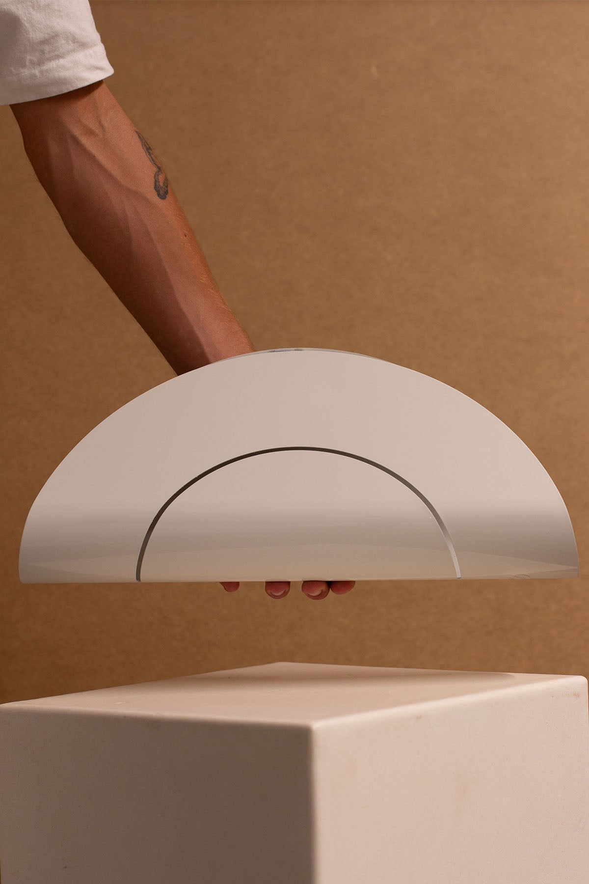 Imperfect Furl Circle Wall Light, White Gloss 220-240V - Marz Designs - Marz Designs - Imperfect Furl Circle Wall Light, White Gloss 220-240V
