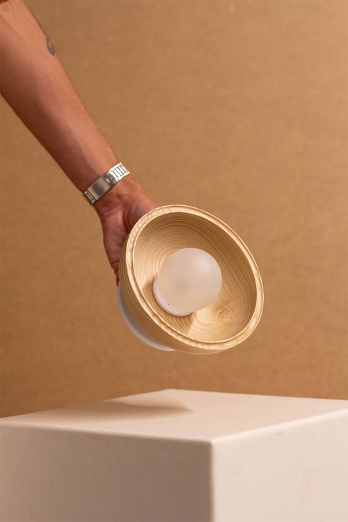 Imperfect Selene Surface Sconce - Small, Ash, White Satin