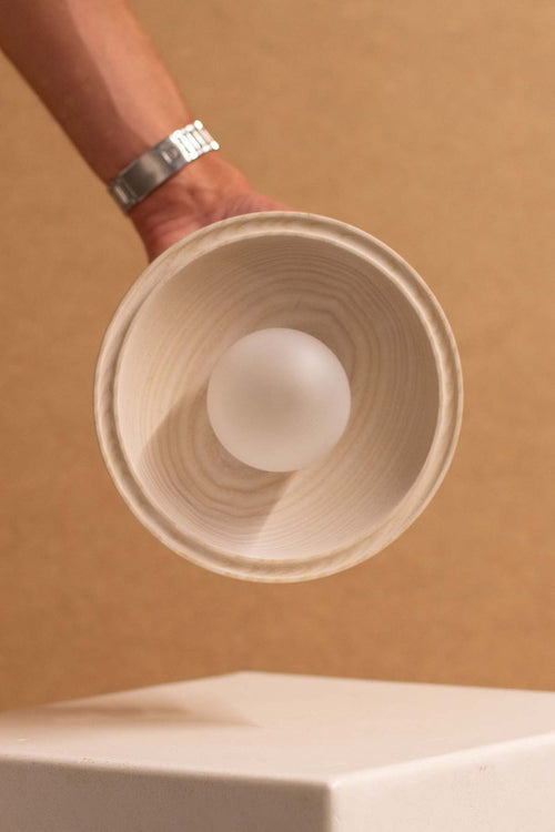 Imperfect Selene Surface Sconce - Small, Bleached Ash, Brass