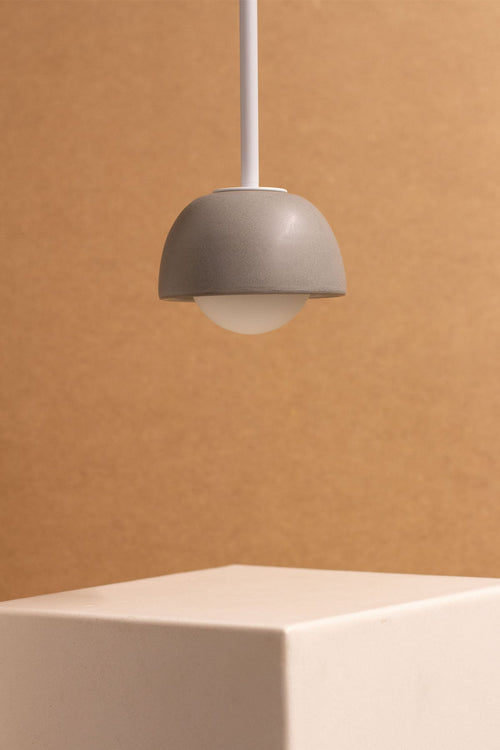 Imperfect Terra 0 Pendant Light - Solid Rod - Fog, White Satin