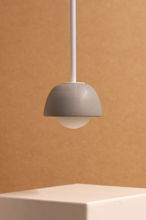 Imperfect Terra 0 Pendant Light - Solid Rod - Fog, White Satin
