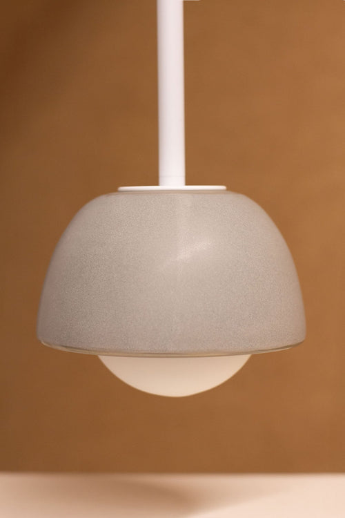 Imperfect Terra 0 Pendant Light - Solid Rod - Fog, White Satin