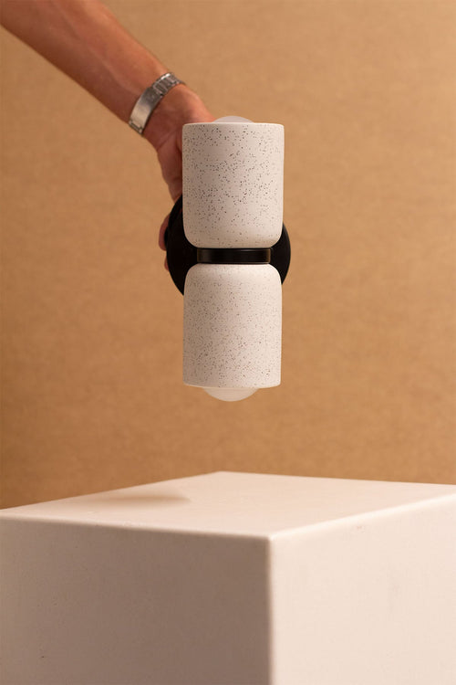 Imperfect Terra 2 Wall Light - Vanilla Bean, Brushed Black