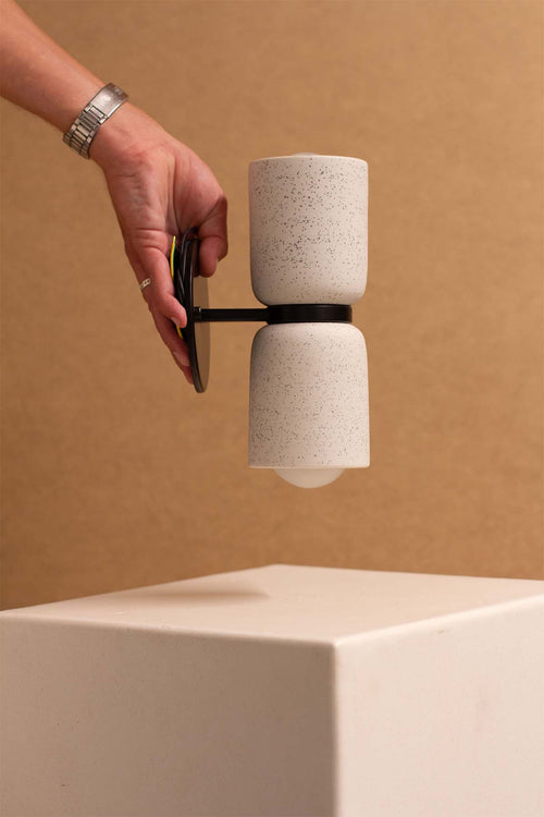 Imperfect Terra 2 Wall Light - Vanilla Bean, Brushed Black