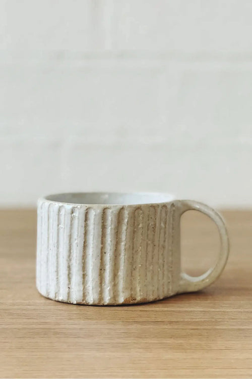 Jenn Johnston Ceramics Carved White Mug - Short