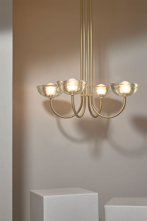 Marz Aurelia Chandelier, Quad Pendant Light, Cast Glass
