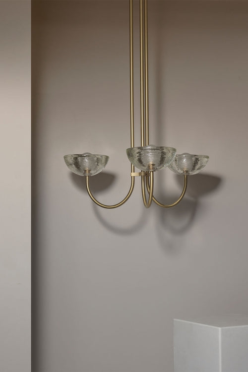 Aurelia Chandelier, Triple Pendant Light, Cast Glass
