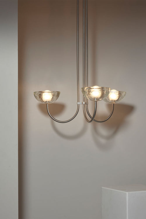 Marz Aurelia Chandelier, Triple Pendant Light, Cast Glass