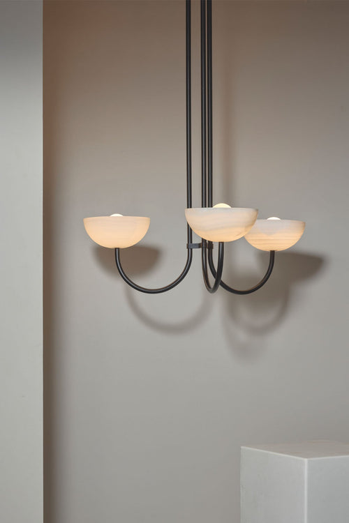 Marz Aurelia Chandelier, Triple Pendant Light, Stone