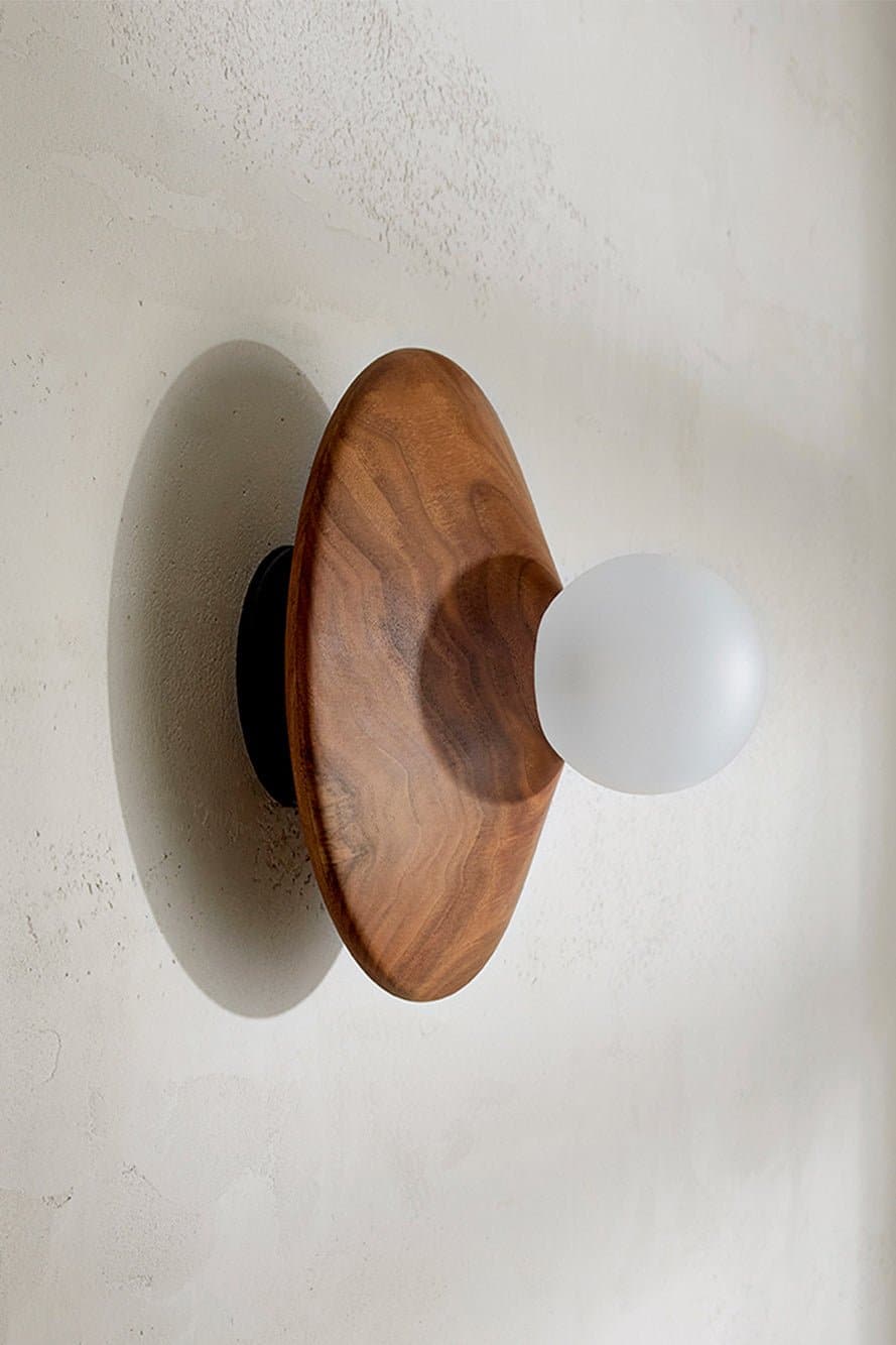 Marz Designs Bright Beads Disc Wall Light in Walnut/Brushed Black